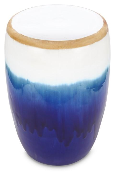 Ceramic Azure Glazed Stool - Blue/Natural-abc