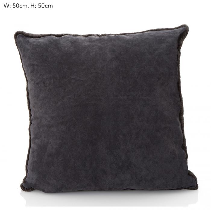 Tibetan Suede Cushion 50x50 Dk Grey-abc