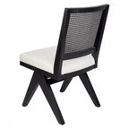 The Imperial Dining Chair - Black Frame w White Linen-abc