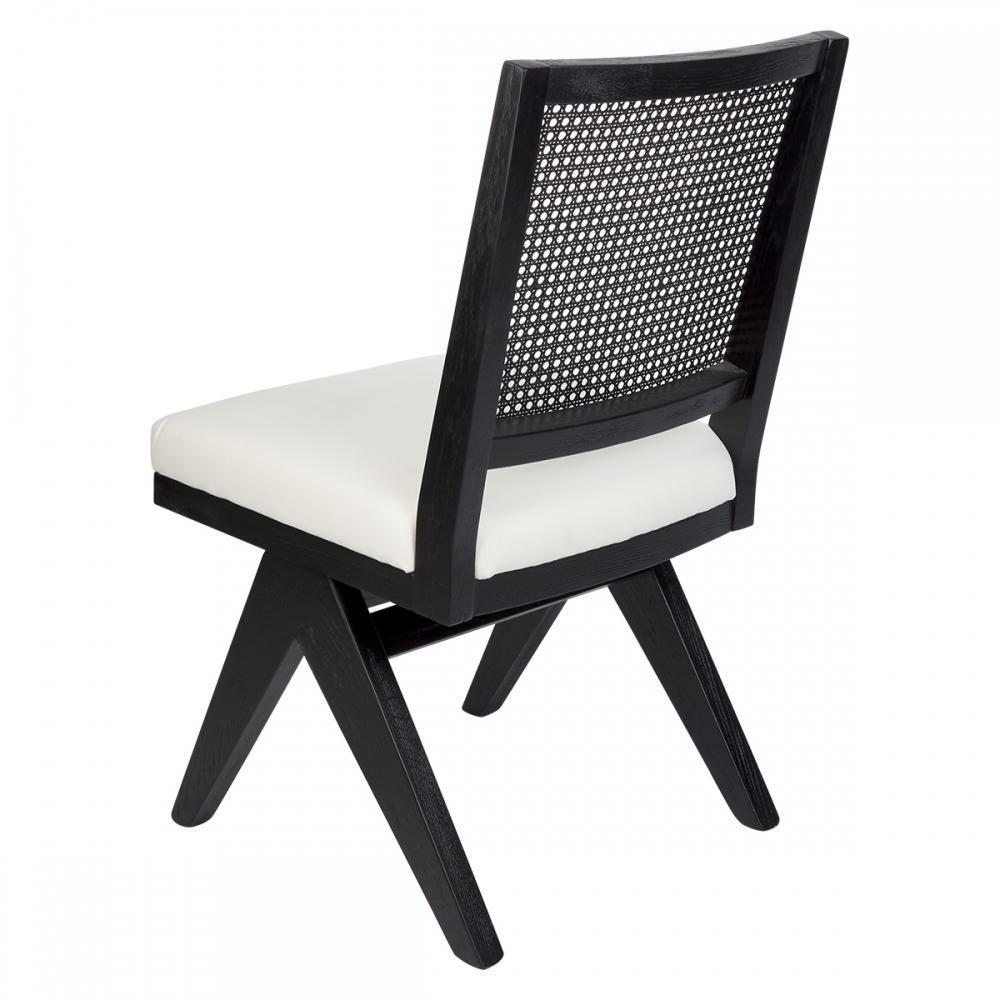 The Imperial Dining Chair - Black Frame w White Linen-abc