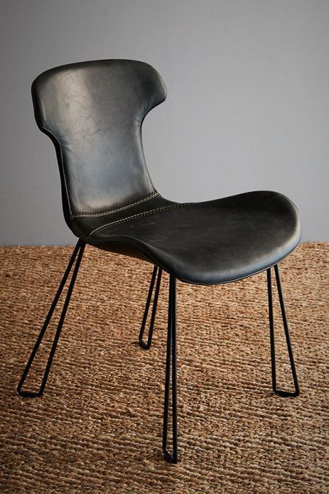 Yonkers Chair - Slate Black/Black - Waxed Leather Upholstered Chair-abc