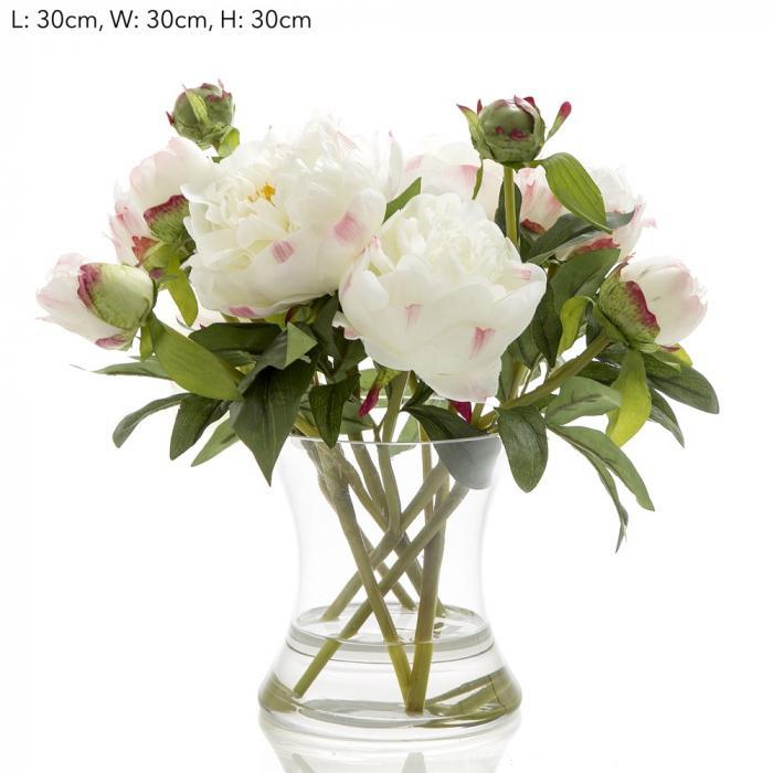Peony in Water in Glass Vase White-abc