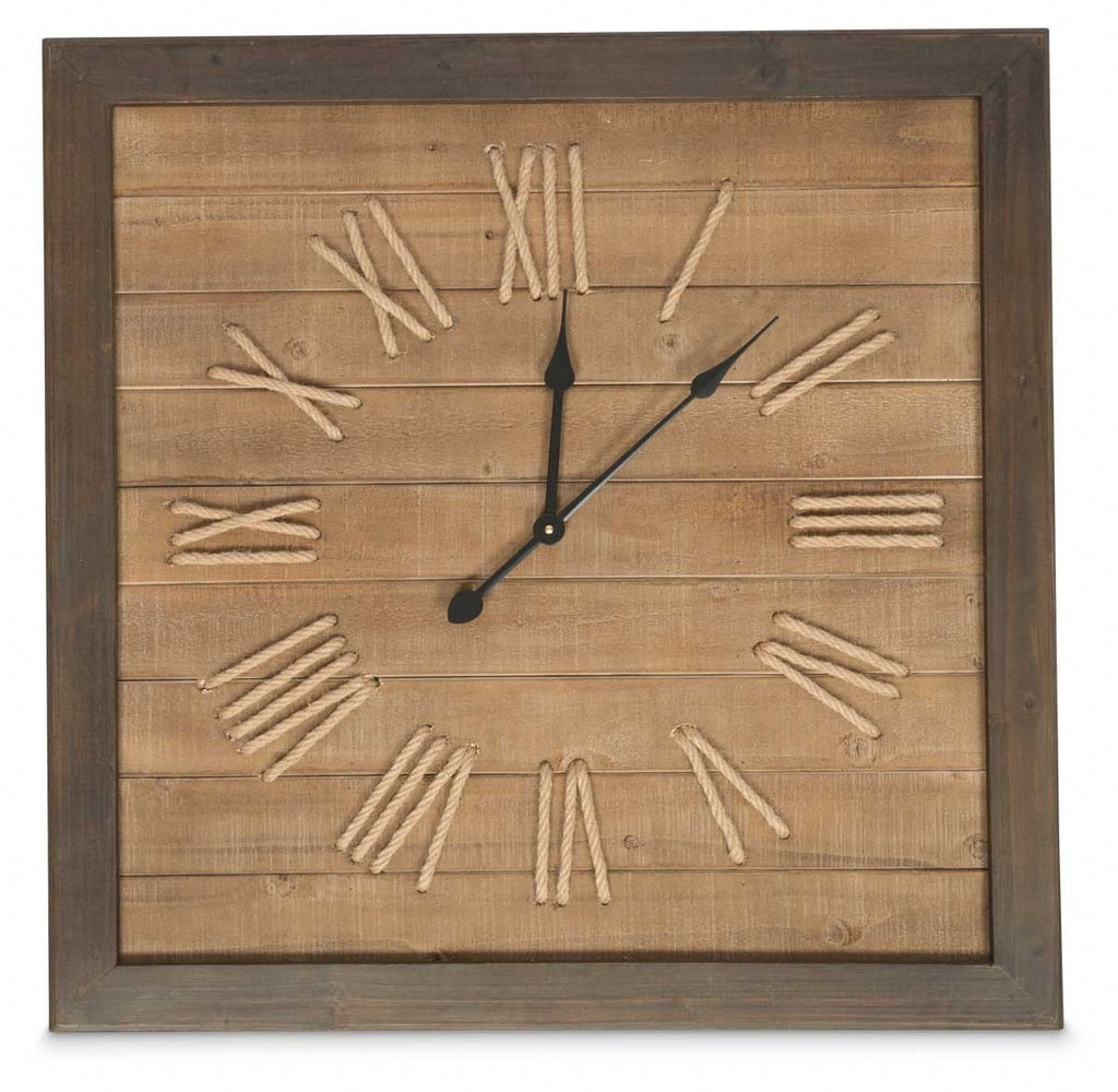 Square Panel Fir Wood Roman Numeral 75cm Clock-abc