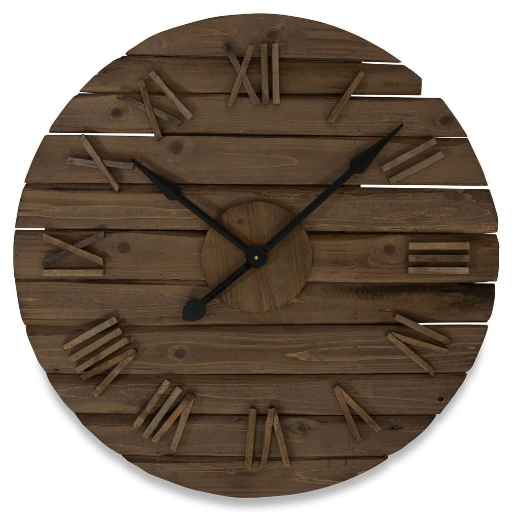 Round Panel Fir Wood Roman Numeral 80cm Clock-abc