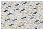 Fish Capiz Shell Serving Tray with Handles - Ivory/Blue-abc