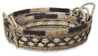 Equador Set of 3 Round Water Hyacinth Trays - Black/Natural-abc