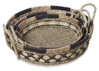 Equador Set of 3 Round Water Hyacinth Trays - Black/Natural-abc