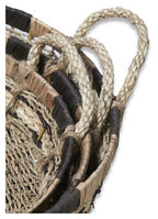 Equador Set of 3 Round Water Hyacinth Trays - Black/Natural-abc