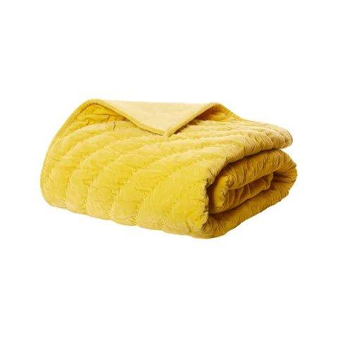 RANIA Velvet Throw Ochre Yellow-abc