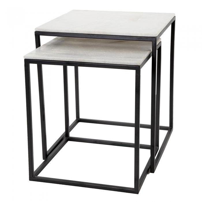 Set of Lamington square tables w/ marble-abc