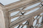 Wooden Lattice 3 Draw Mirrored Cabinet-abc