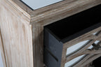 Wooden Lattice 3 Draw Mirrored Cabinet-abc
