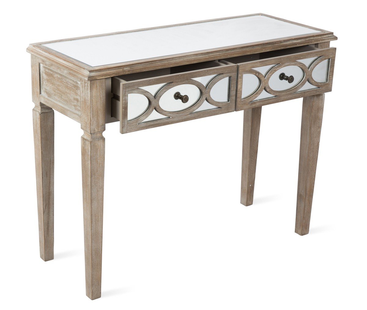 2 Drawer Wood Mirrored Console Table-abc