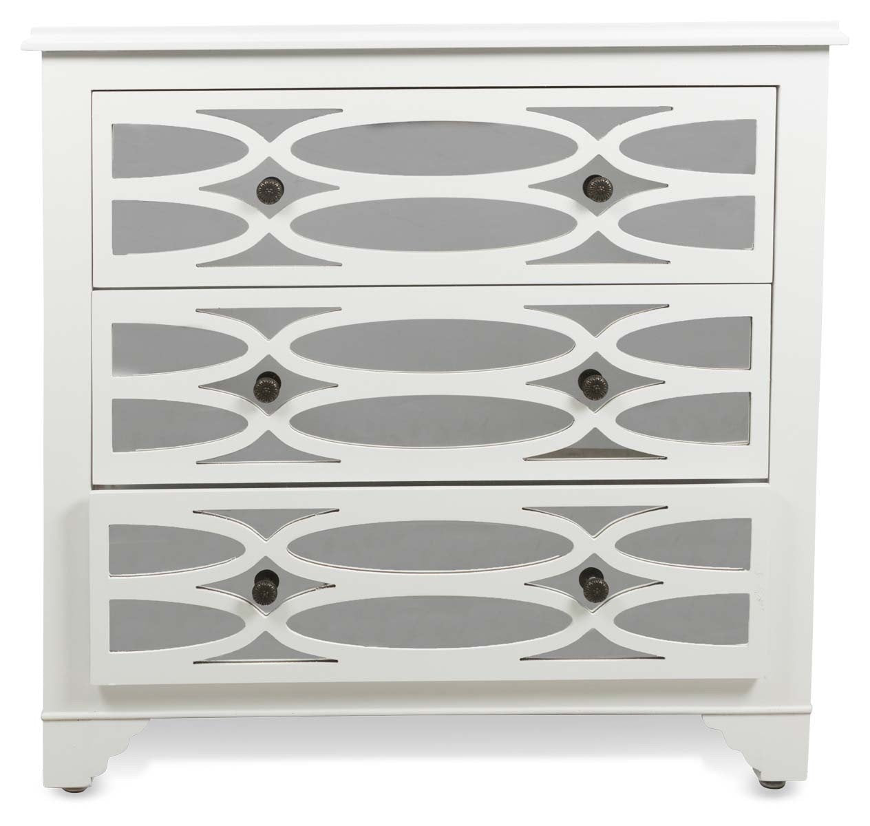 Wooden 3 Draw Lattice Mirrored Cabinet-abc