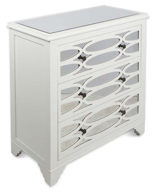 Wooden 3 Draw Lattice Mirrored Cabinet-abc