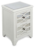 2 Draw Wooden Lattice Mirrored Bedside Table-abc