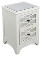 2 Draw Wooden Lattice Mirrored Bedside Table-abc