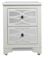 2 Draw Wooden Lattice Mirrored Bedside Table-abc