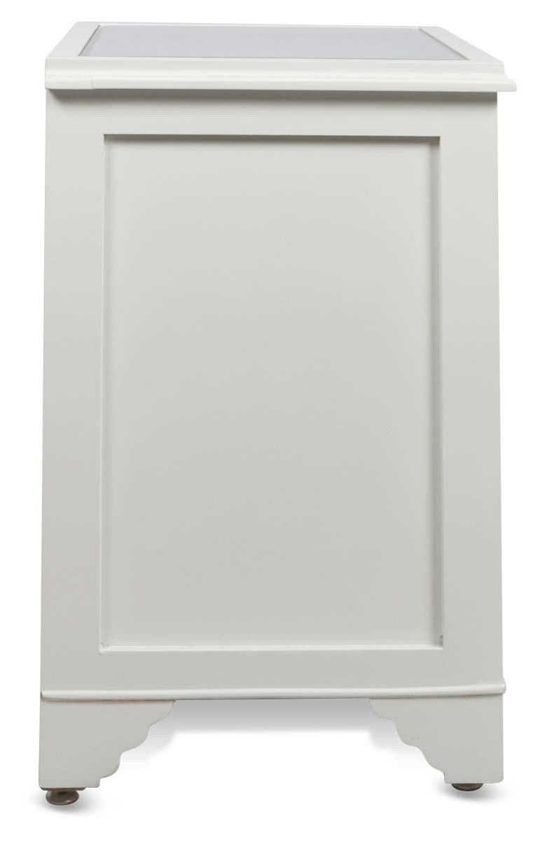 2 Draw Wooden Lattice Mirrored Bedside Table-abc