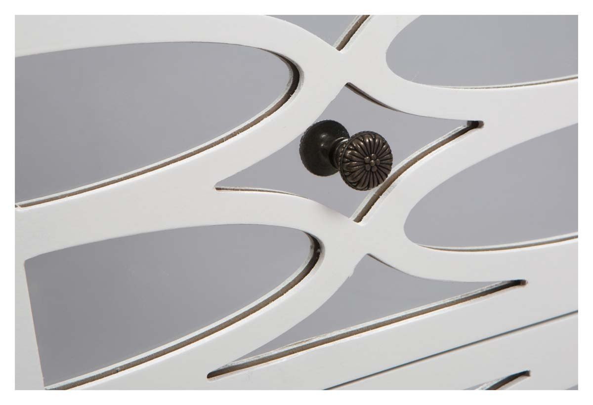 2 Draw Wooden Lattice Mirrored Bedside Table-abc