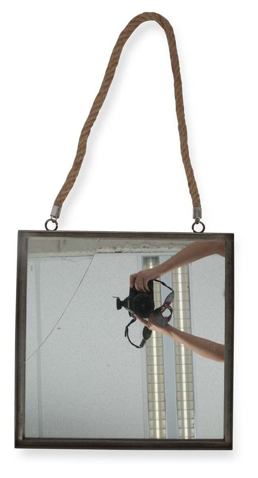 Square Metal Mirror with Rope Handle-abc