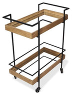 Heritage Wood and Metal Kitchen Trolley Cart - Natural/Matt Black-abc