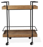 Heritage Wood and Metal Kitchen Trolley Cart - Natural/Matt Black-abc