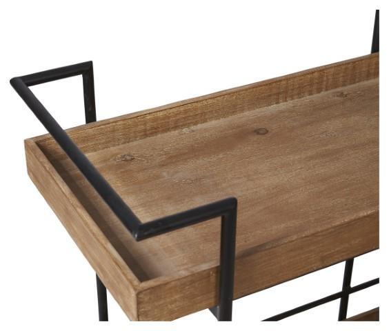 Heritage Wood and Metal Kitchen Trolley Cart - Natural/Matt Black-abc