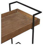 Heritage Wood and Metal Kitchen Trolley Cart - Natural/Matt Black-abc