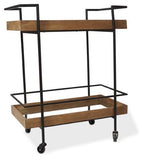 Heritage Wood and Metal Kitchen Trolley Cart - Natural/Matt Black-abc