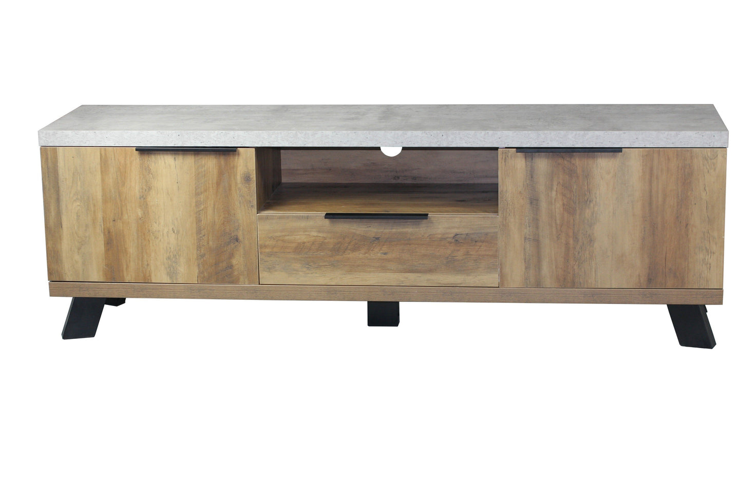 Atlanta Wood/Concrete Look Entertainment Unit - Natural-abc