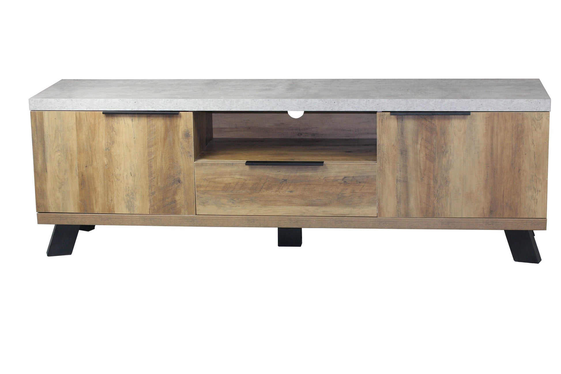 Atlanta Wood/Concrete Look Entertainment Unit - Natural-abc