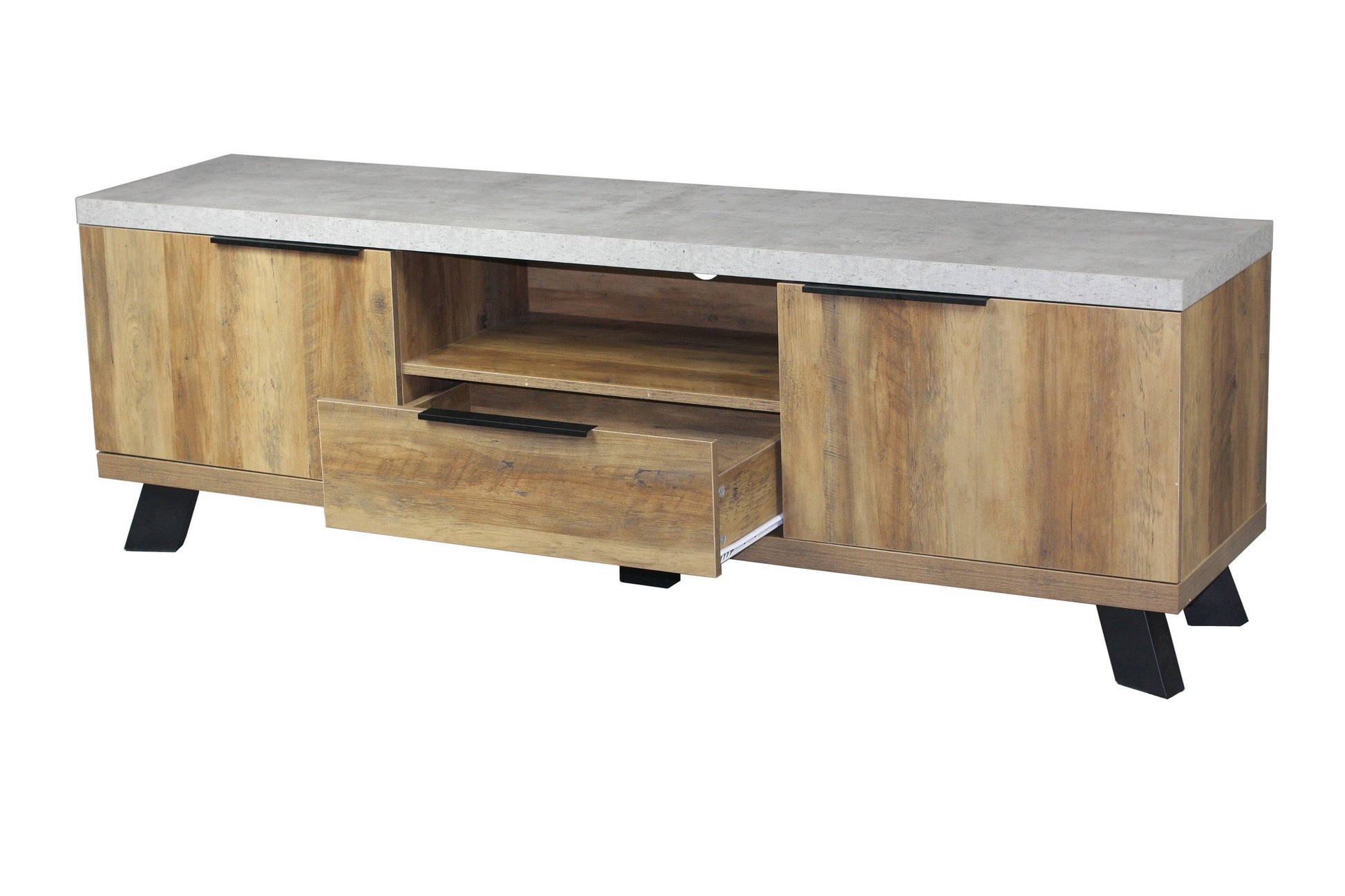 Atlanta Wood/Concrete Look Entertainment Unit - Natural-abc