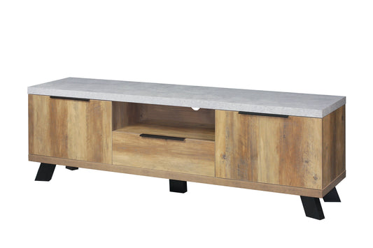 Atlanta Wood/Concrete Look Entertainment Unit - Natural-abc