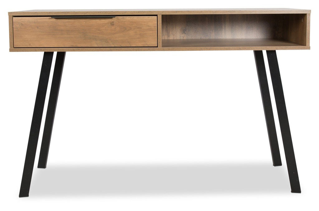 Atlanta Wood Look Executive Desk with Metal Legs - Natural-abc