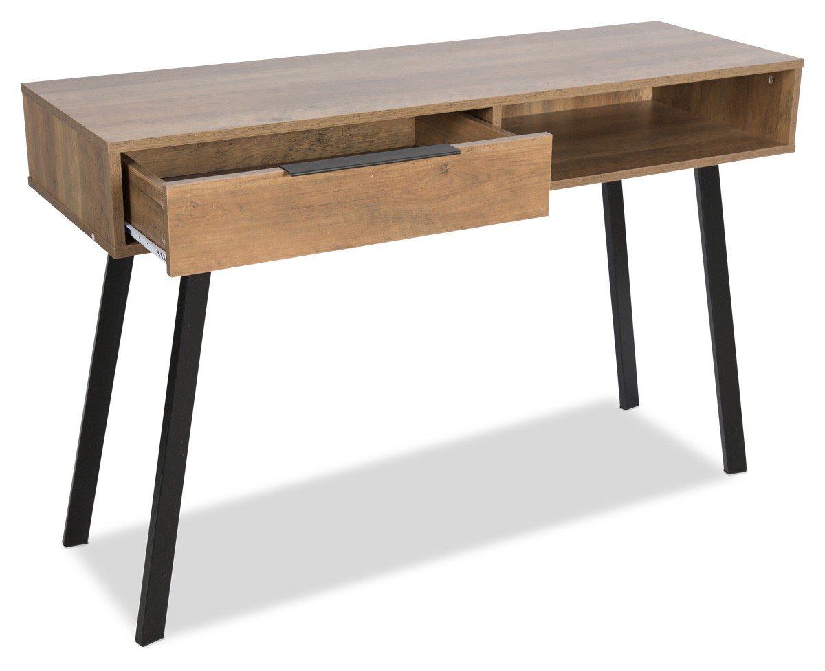 Atlanta Wood Look Executive Desk with Metal Legs - Natural-abc