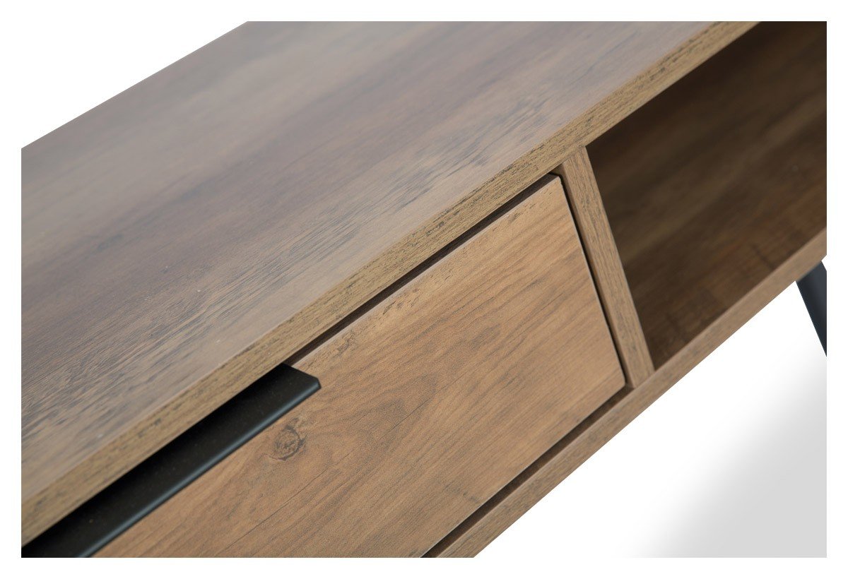 Atlanta Wood Look Executive Desk with Metal Legs - Natural-abc