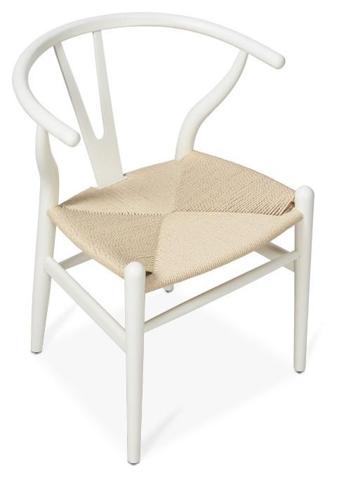 Wishbone Beechwood Chair - White/Natural-abc