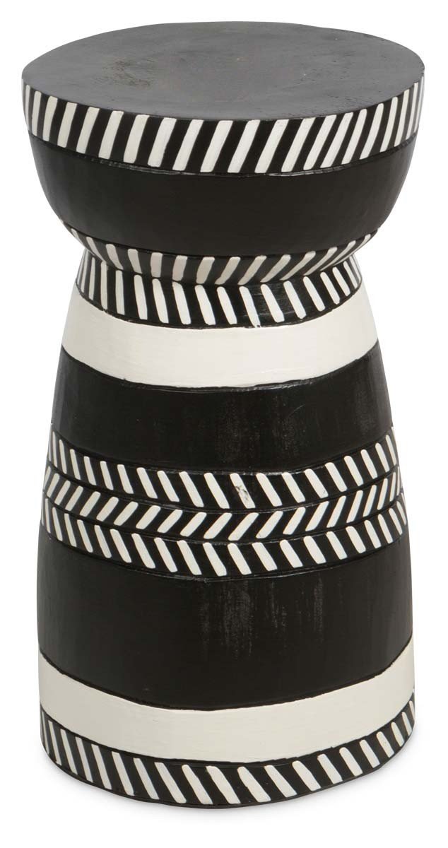 Tali Black and White Wooden Stool-abc