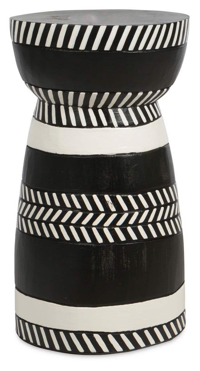 Tali Black and White Wooden Stool-abc
