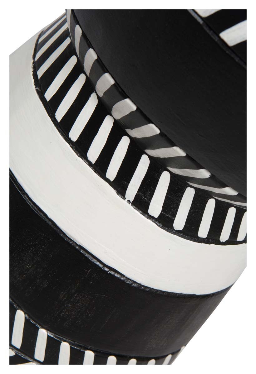 Tali Black and White Wooden Stool-abc