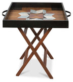 Antol Antique Wooden Tray on STand with Medallion Pattern-abc