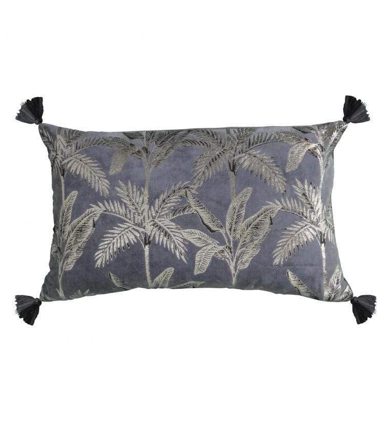 Palm Tassel Metallic Cushion Grey-abc