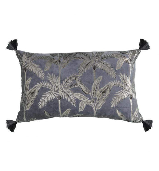 Palm Tassel Metallic Cushion Grey-abc