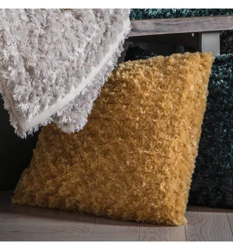 Woodlander Faux Fur Cushion Ochre-abc
