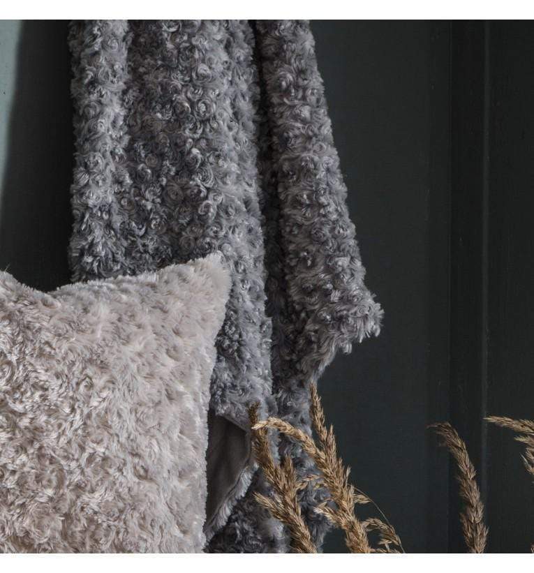 Woodlander Faux Fur Throw Mid Grey-abc