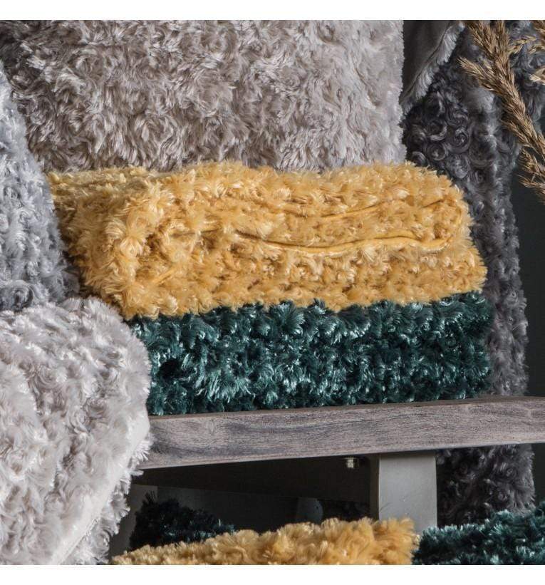 Woodlander Faux Fur Throw Ochre-abc