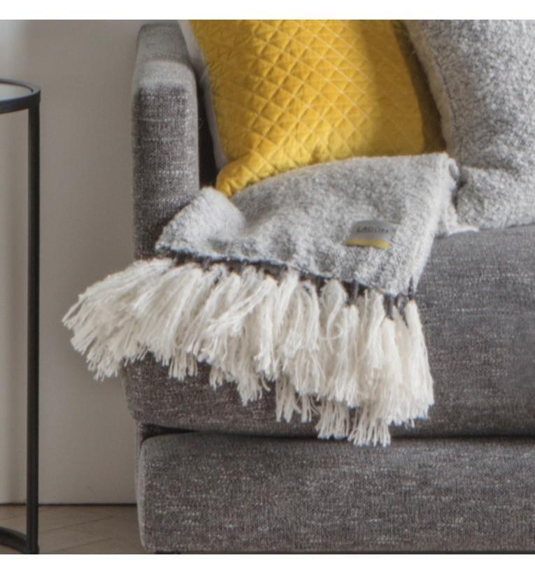Woven Wrap Tassel Throw Grey-abc