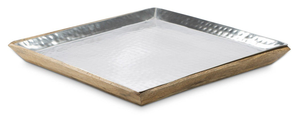 Aluminium and Mango Wood Ari Square Tray with Removable Parts-abc