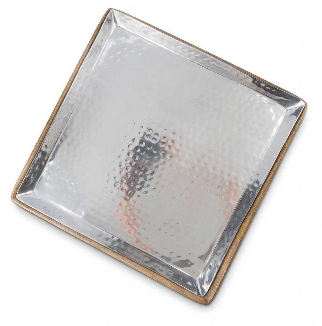 Aluminium and Mango Wood Ari Square Tray with Removable Parts-abc